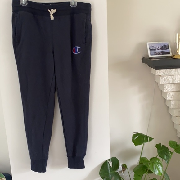 CHAMPION large logo navy jogger sweatpants track M - Picture 2 of 4